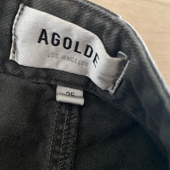 FREE PEOPLE AGOLDE MILA UTILITY CARGO PANTS BALLOON / HIGH WAIST FADED BLACK 25 - Picture 3 of 8